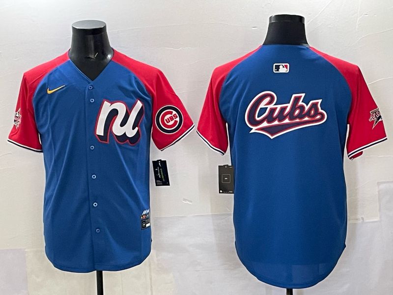 Men Chicago Cubs Blank Blue white All star 2025 Nike MLB Jersey style 03